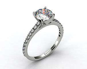 14k White Gold 0.54ct Common Prong Round Shaped Diamond Engagement Ring